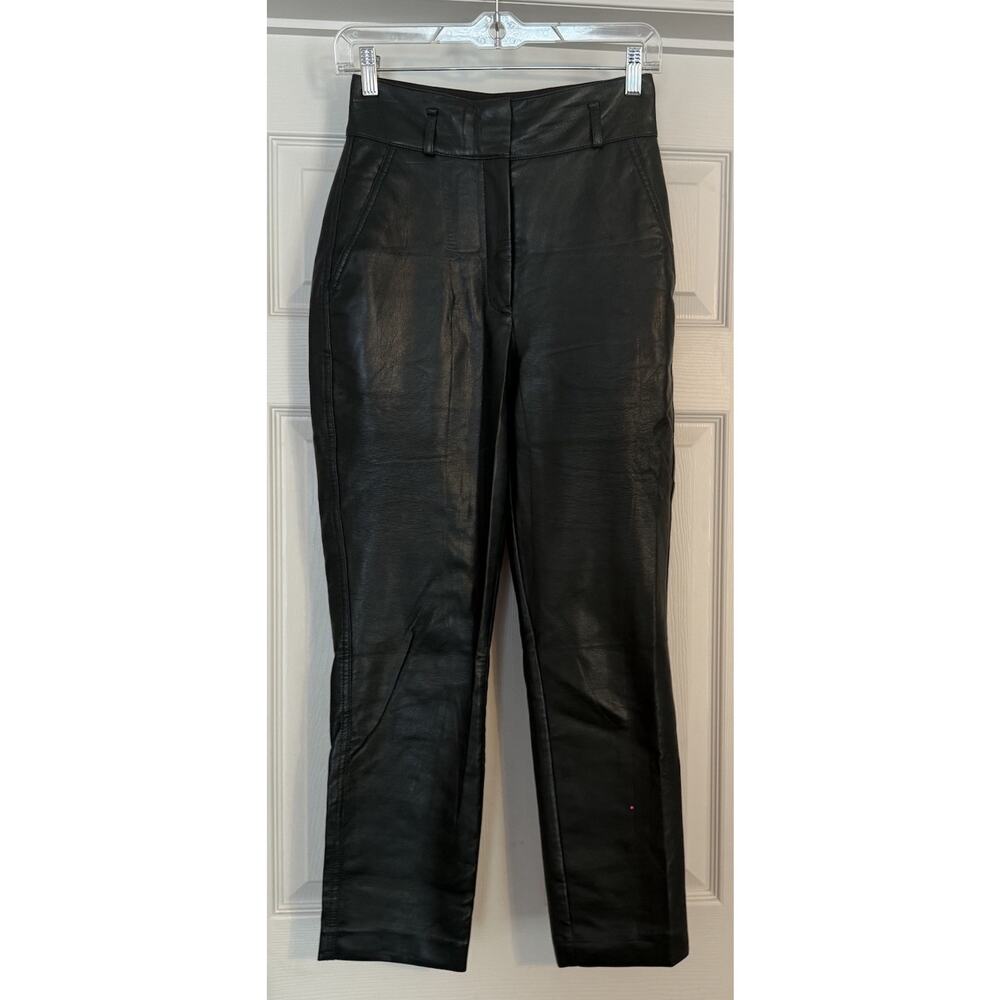 Babaton Aritzia Vegan Leather Pants Cropped Dark Green Sz 0 Butter Soft Cocktail